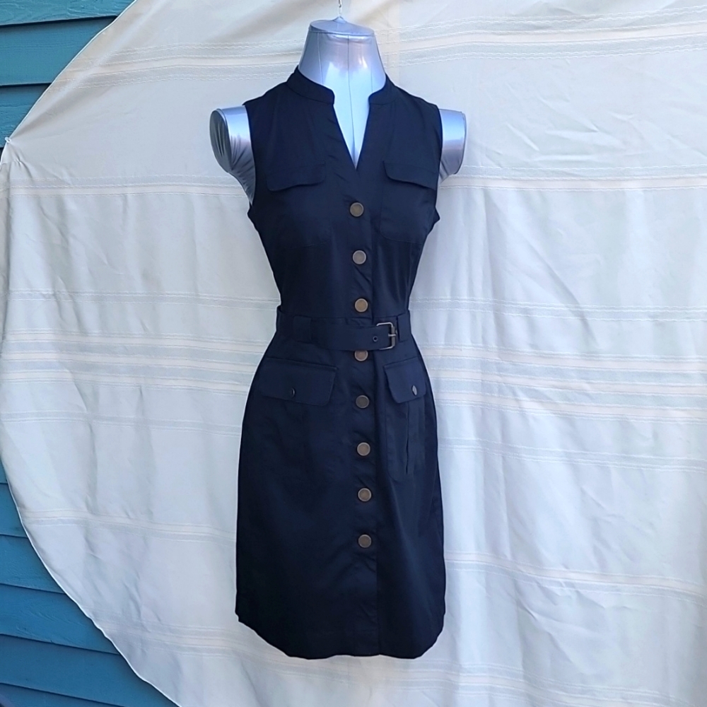 Black Banana Republic Button-up Cargo Shift Dress